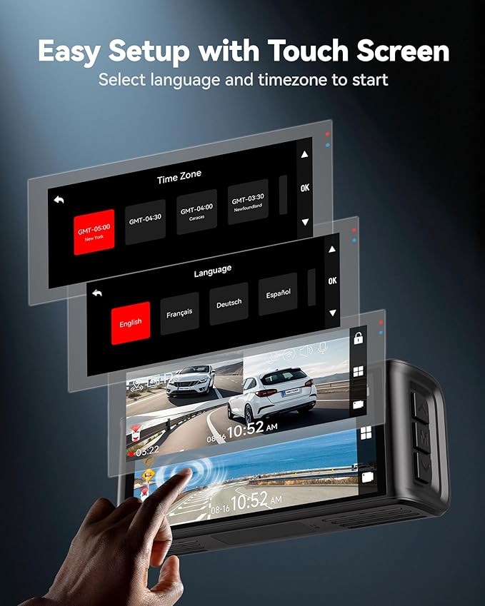 REDTIGER 4K Dash Cam Front and Rear, STARVIS 2 Sensor, Touch Screen 3.18", 128GB Card Included, Voice Control, 5.8GHz WiFi Car Dash Camera, GPS, Night Vision, Emergency Lock, Parking Mode (F7N Touch) image 4
