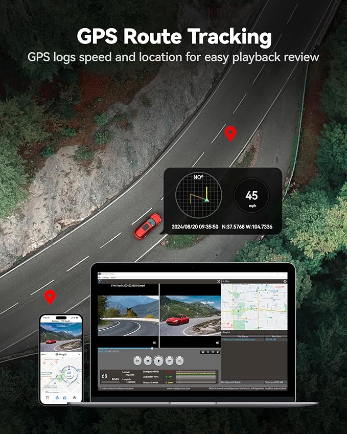 REDTIGER 4K Dash Cam Front and Rear, STARVIS 2 Sensor, Touch Screen 3.18", 128GB Card Included, Voice Control, 5.8GHz WiFi Car Dash Camera, GPS, Night Vision, Emergency Lock, Parking Mode (F7N Touch) image 6