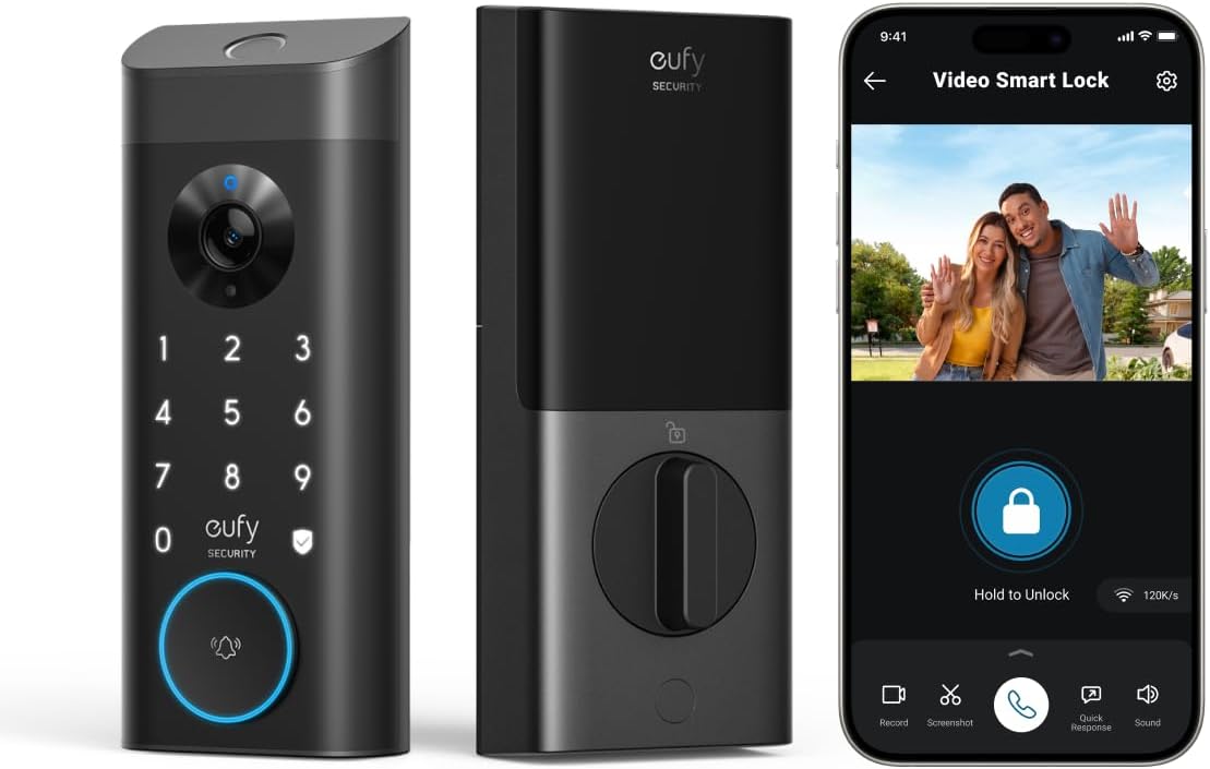 eufy Security Video Smart Lock E330, 3-in-1 Camera+Doorbell+Fingerprint Keyless Entry Door Lock, Smart Built-in Wi-Fi Deadbolt for Front Door, Auto Lock, App Remote Control, Easy Installation image 1