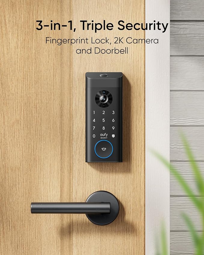 eufy Security Video Smart Lock E330, 3-in-1 Camera+Doorbell+Fingerprint Keyless Entry Door Lock, Smart Built-in Wi-Fi Deadbolt for Front Door, Auto Lock, App Remote Control, Easy Installation image 2