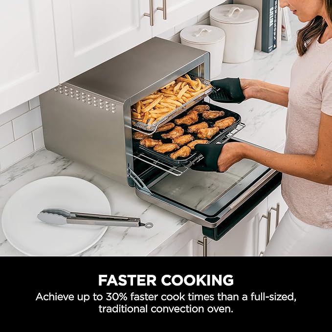 Ninja Air Fryer & Toaster Oven | Foodi Series, XL Pro Air Oven Kitchen Countertop Convection | 10-in-1 Functions | Fits a 5-lb Chicken & Sheet Pan of Vegetables | 1800 Watts | Stainless Steel | DT201 image 4