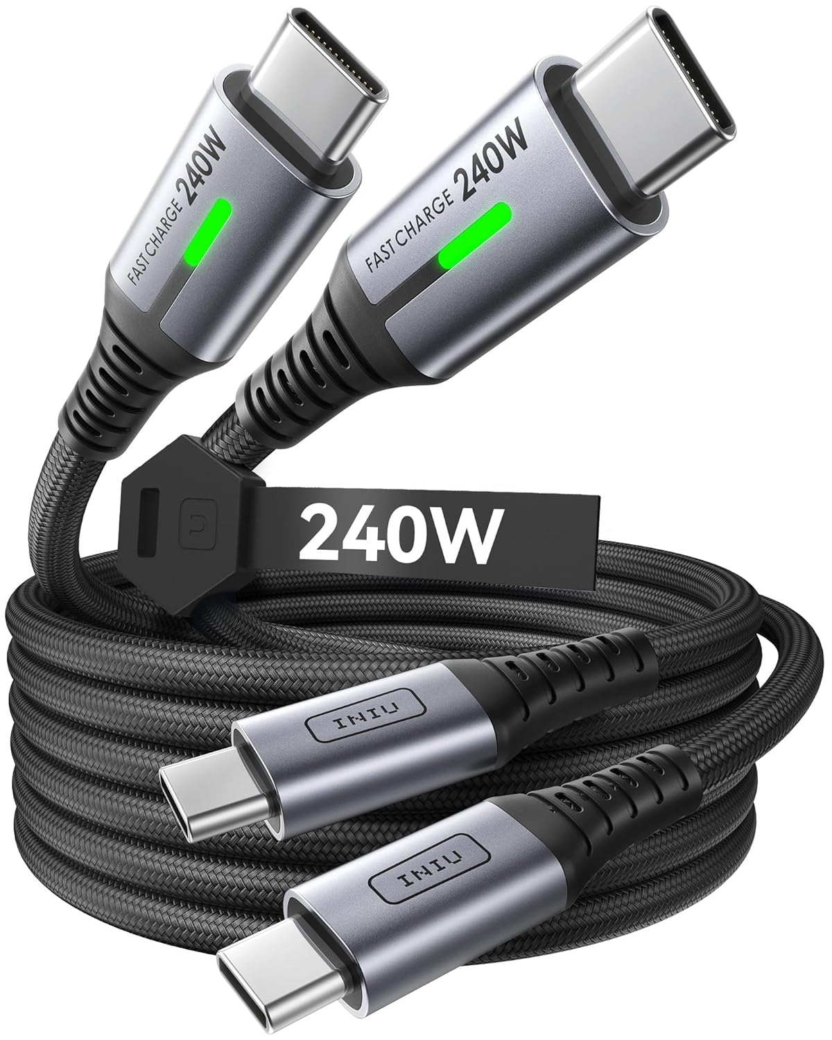 INIU USB C to USB C Cable, 240W Fast Charging [6.6ft, 2-Pack] Type C Charger Cord, Braided USBC Phone Charger Cable for iPhone 16 15 Pro Samsung S24 S23 Laptops MacBook iPad Switch Steam Deck etc. image 1