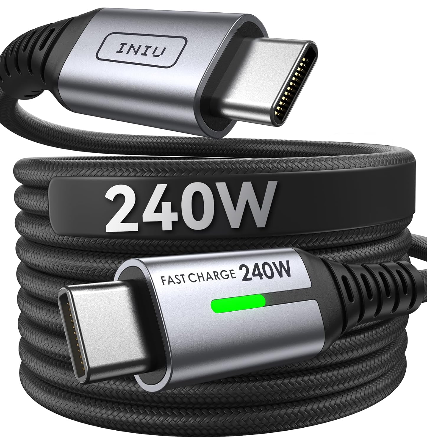 INIU USB C to USB C Cable, 240W Fast Charging [6.6ft, 2-Pack] Type C Charger Cord, Braided USBC Phone Charger Cable for iPhone 16 15 Pro Samsung S24 S23 Laptops MacBook iPad Switch Steam Deck etc. image 9