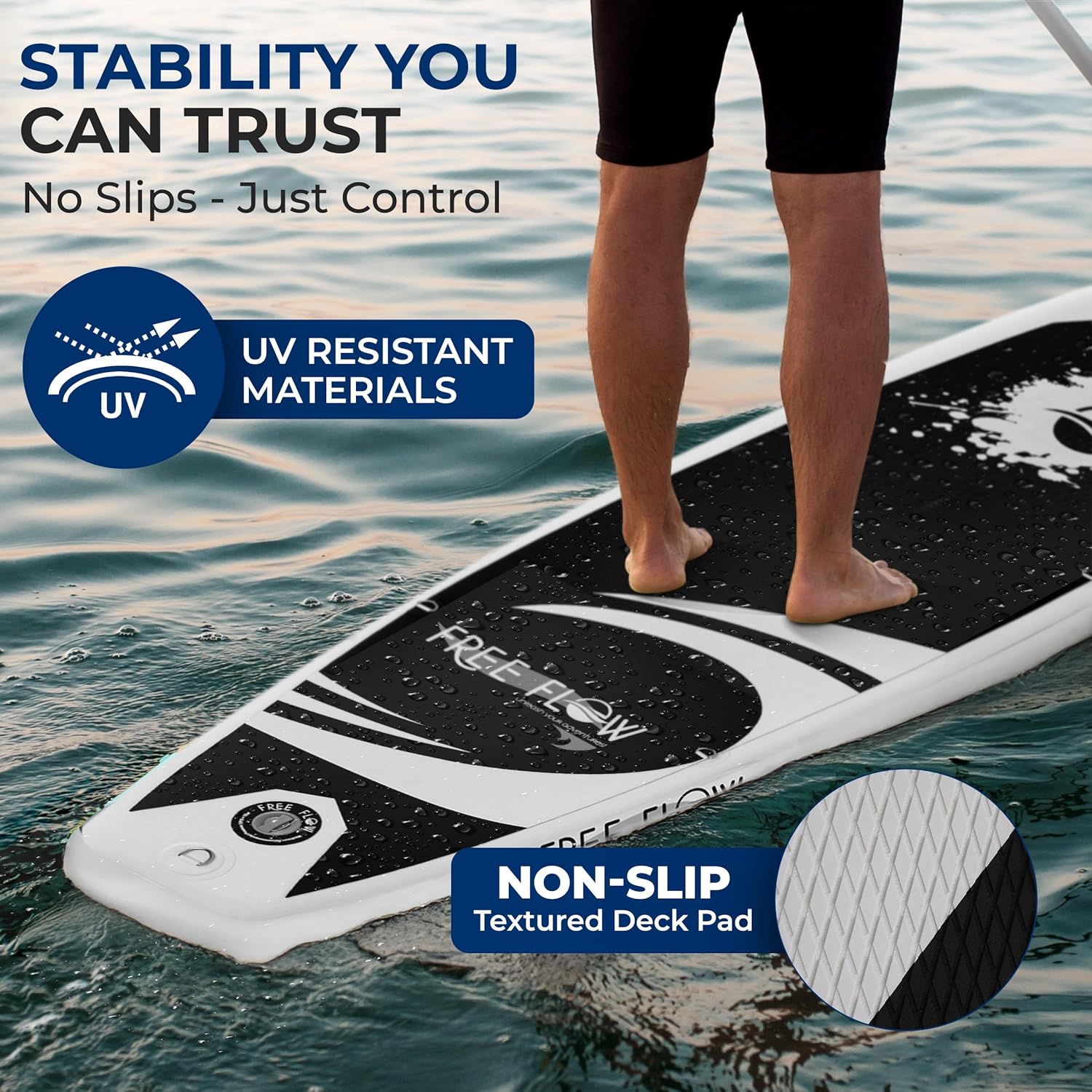 SereneLife Inflatable Stand Up Paddle Board with Premium SUP Accessories – Wide Stable Design with Non-Slip EVA Deck Pad for Adults and Youth of All Skill Levels image 4