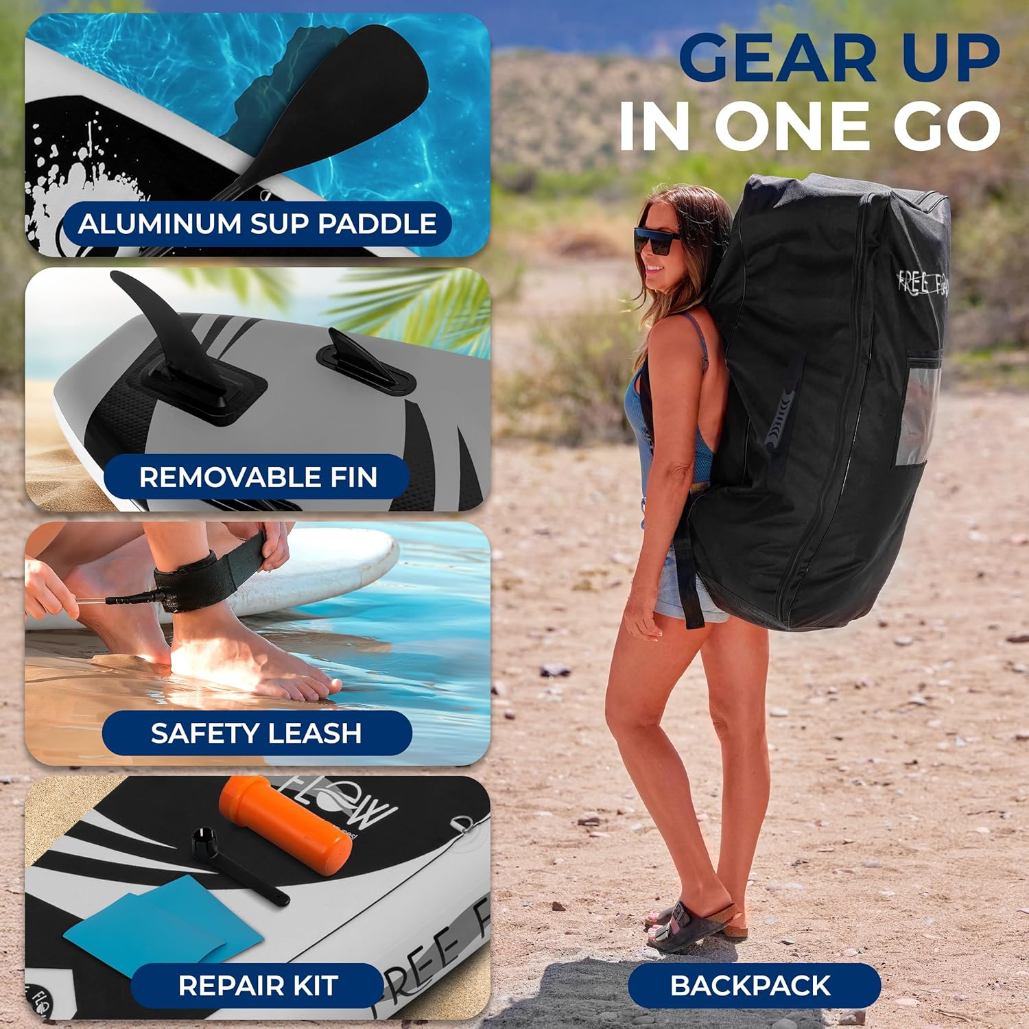 SereneLife Inflatable Stand Up Paddle Board with Premium SUP Accessories – Wide Stable Design with Non-Slip EVA Deck Pad for Adults and Youth of All Skill Levels image 7
