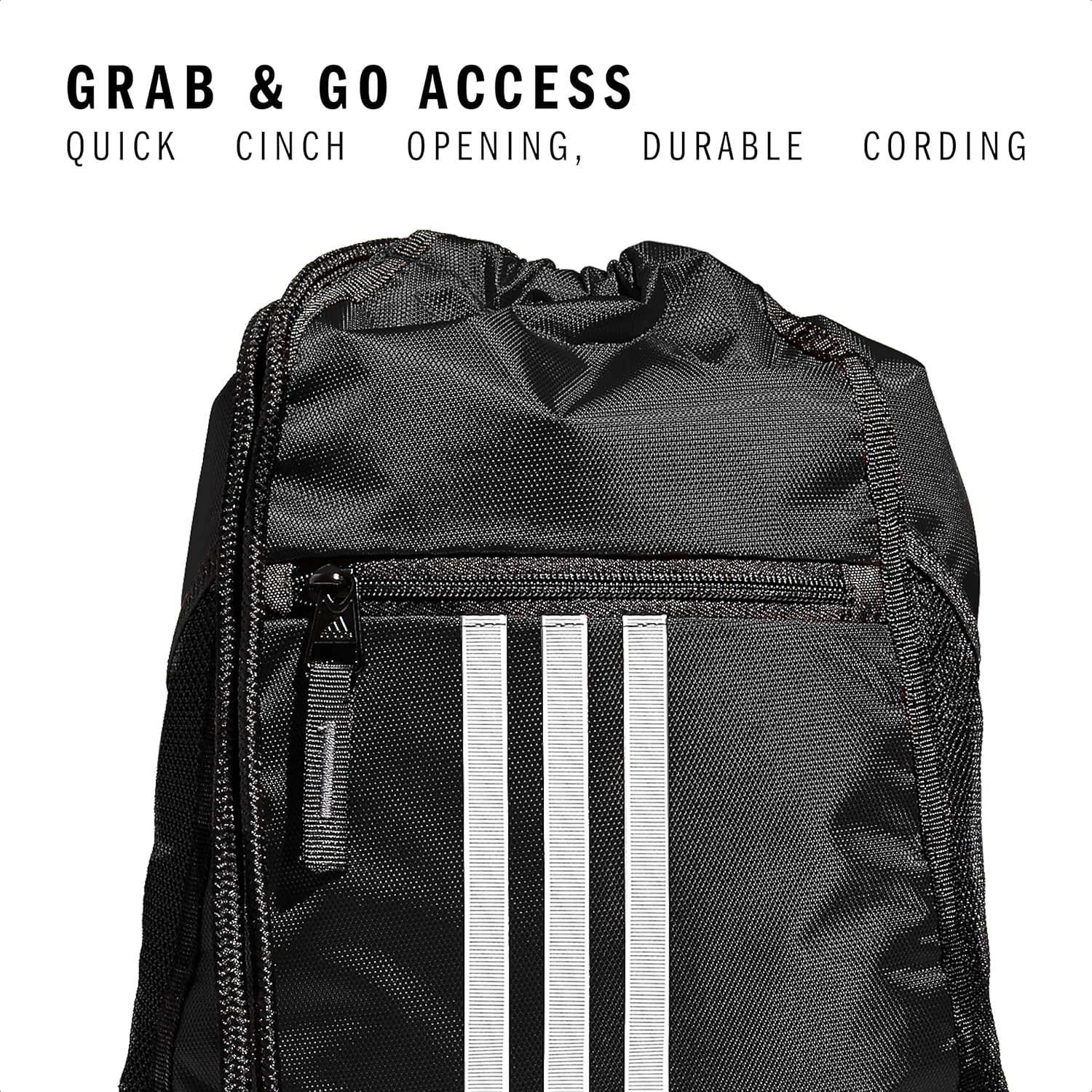 adidas Alliance Sackpack, Drawstring Backpack, Lightweight Small Gym Bag for Women and Men, Black, One Size image 2