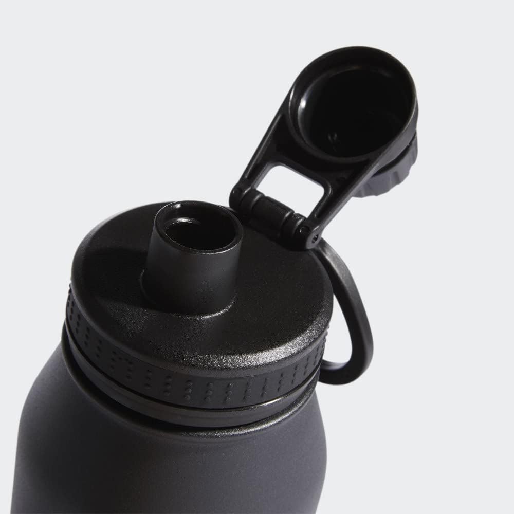 adidas 1 Liter (32 oz) Metal Water Bottle, Hot/Cold Double-Walled Insulated 18/8 Stainless Steel, Black/Silver Metallic, 32 Ounces image 6