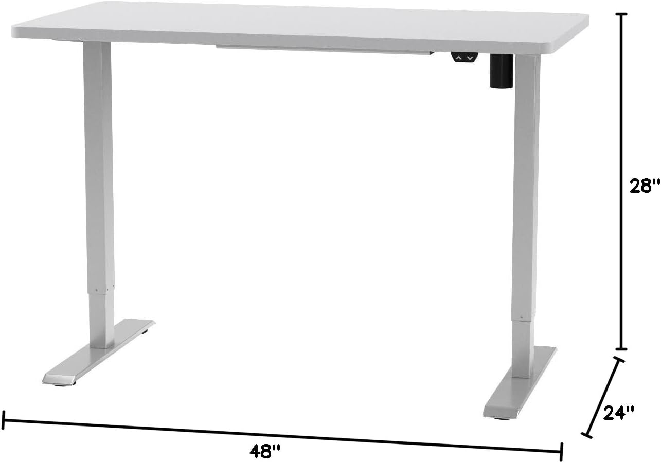FLEXISPOT EN1 One-Piece Standing Desk, 48 x 24 Inches Electric Height Adjustable Desk for Home Office (White Frame + White Desktop) image 3