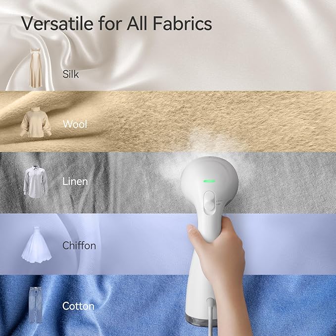 HiLIFE Steamer for Clothes, Handheld Clothes Steamer with Large 300ml Tank, 1100W Strong Power, 30S Fast Heat-up, Garment Fabric Wrinkle Remover, Portable & Compact Travel Size ONLY FOR 120V (White) image 4
