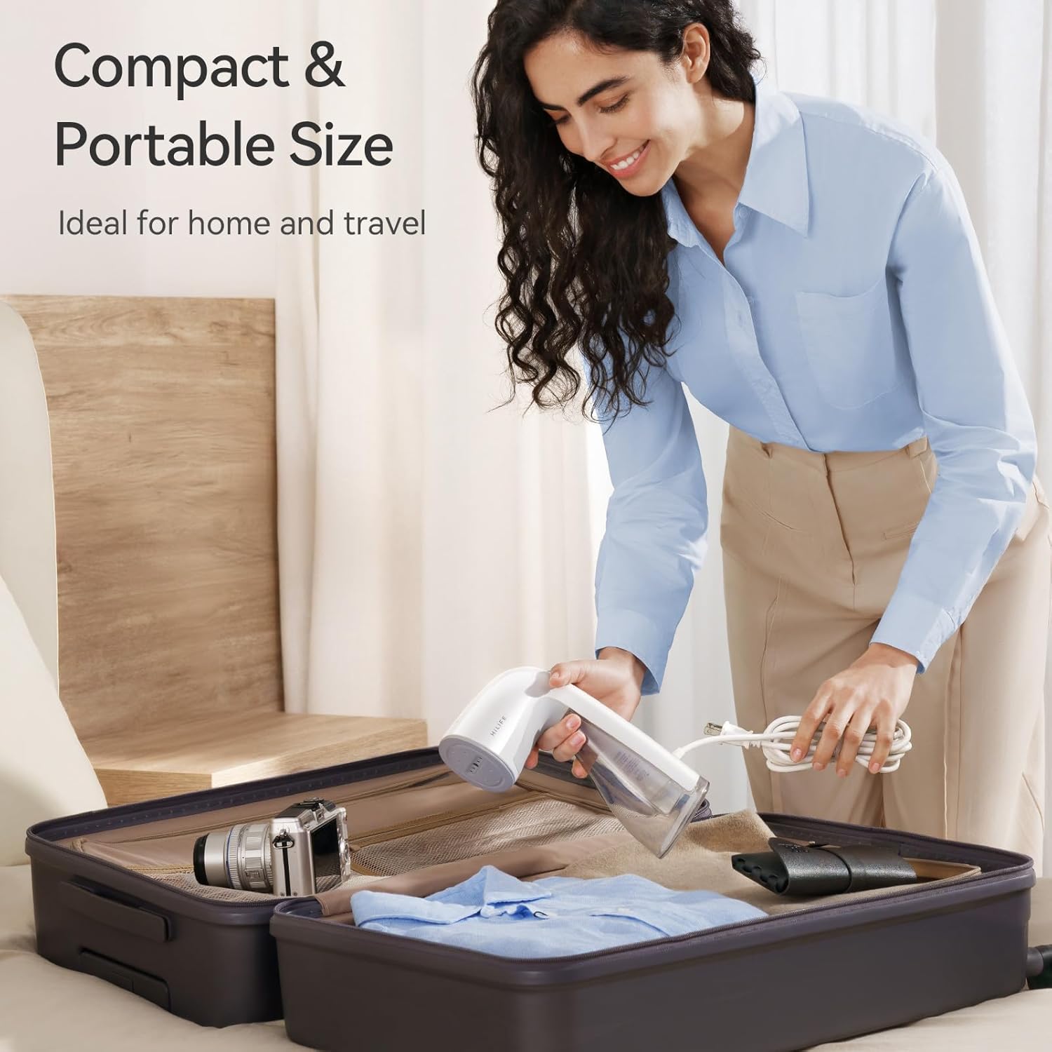 HiLIFE Steamer for Clothes, Handheld Clothes Steamer with Large 300ml Tank, 1100W Strong Power, 30S Fast Heat-up, Garment Fabric Wrinkle Remover, Portable & Compact Travel Size ONLY FOR 120V (White) image 6
