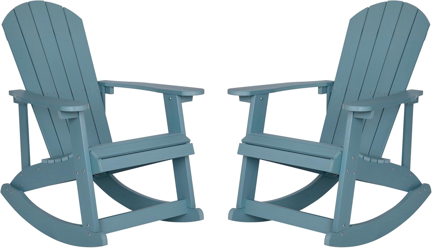 Flash Furniture Savannah Poly Resin Wood Adirondack Rocking Chair - All Weather Sea Foam Polystyrene - Stainless Steel Hardware - Set of 2 image 1