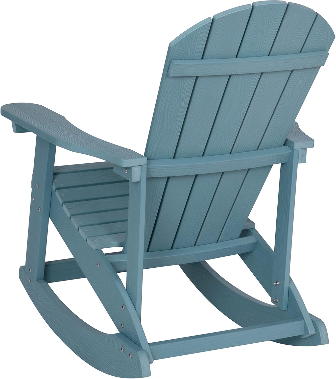 Flash Furniture Savannah Poly Resin Wood Adirondack Rocking Chair - All Weather Sea Foam Polystyrene - Stainless Steel Hardware - Set of 2 image 6