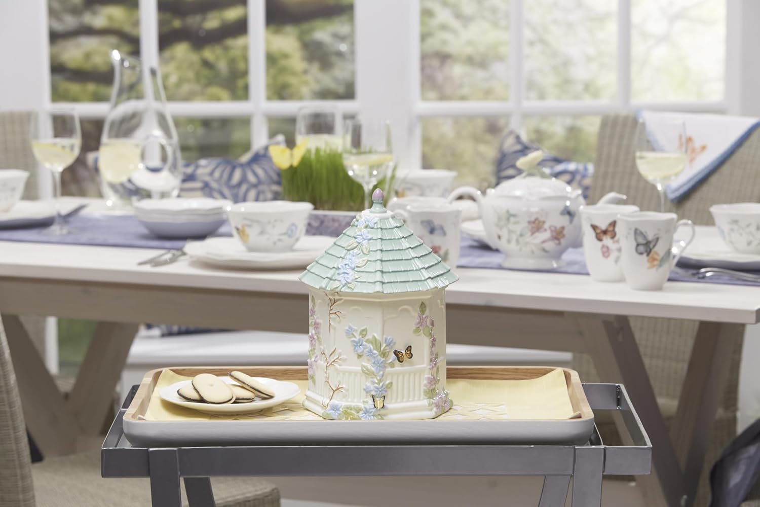 Lenox Butterfly Meadow Figural Gazebo Cookie Jar, 10-Inch, White image 6