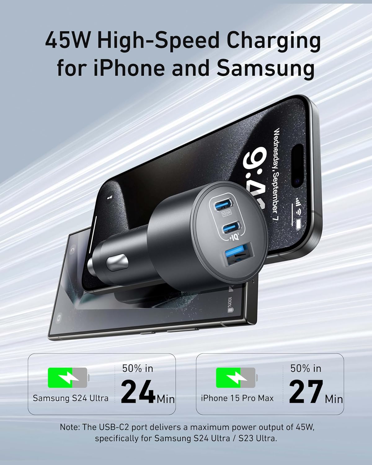 Anker iPhone 16 USB-C Car Charger, 167.5W Max 3-Port Ultra-Compact Type-C Fast Car Charger for MacBook Pro/Air, iPhone 15/14/13 Series, Samsung S24/S23, iPad Pro, AirPods and More image 4