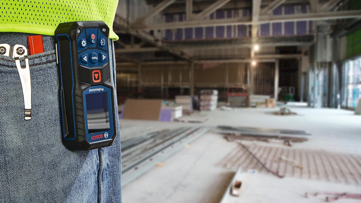 BOSCH GLM165-22 165 Ft Blaze Laser Distance Measure, Includes 2 AA Batteries, Belt Clip, & Pouch image 6