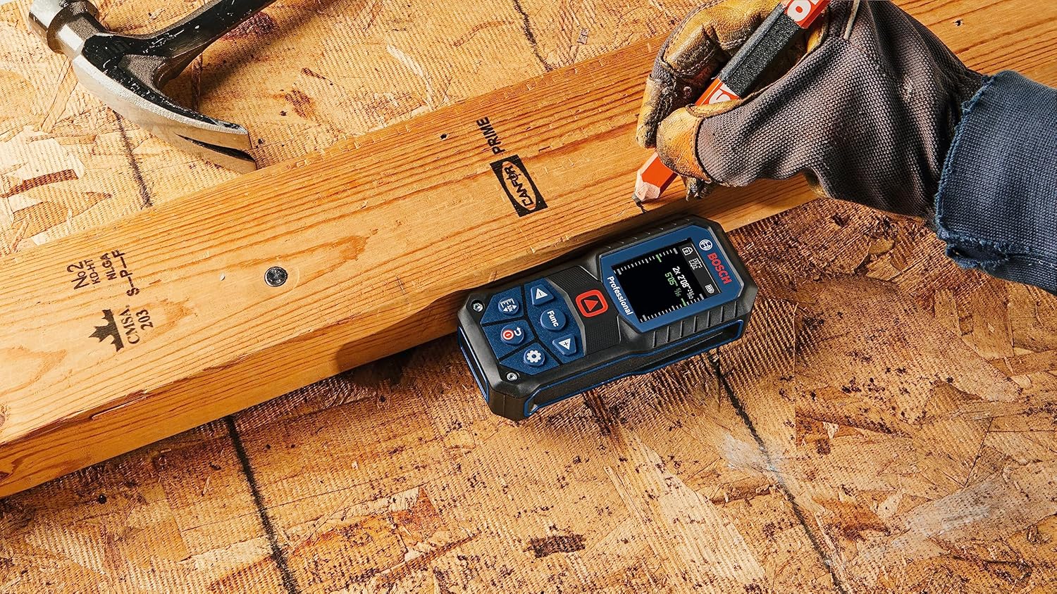 BOSCH GLM165-22 165 Ft Blaze Laser Distance Measure, Includes 2 AA Batteries, Belt Clip, & Pouch image 13