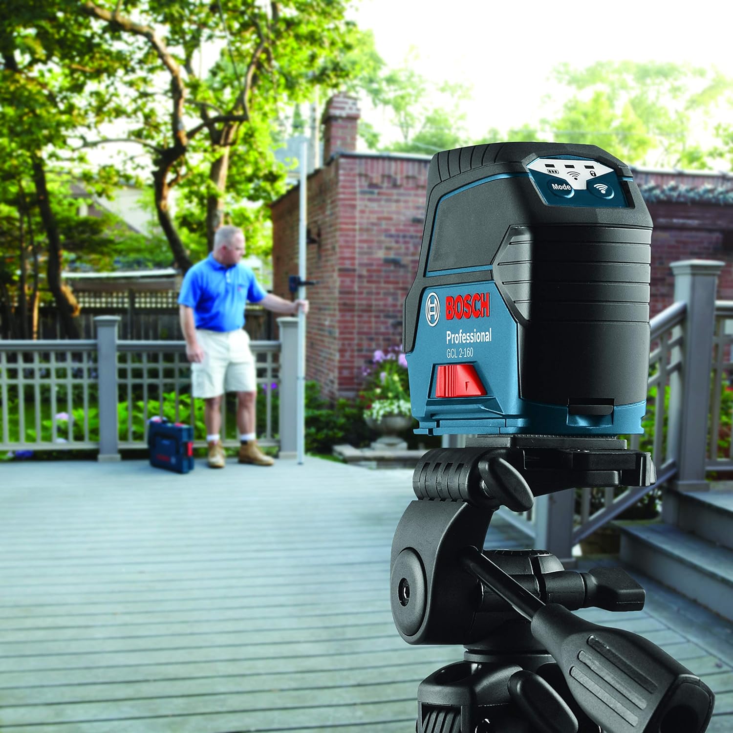 BOSCH GCL 2-160 65 Ft Self-Leveling Cross-Line Laser with Plumb Points, Includes Magnetic Rotating Mount, Ceiling Grid Clip, Laser Target Plate, 3 AA Batteries, & Hard Carrying Case image 7