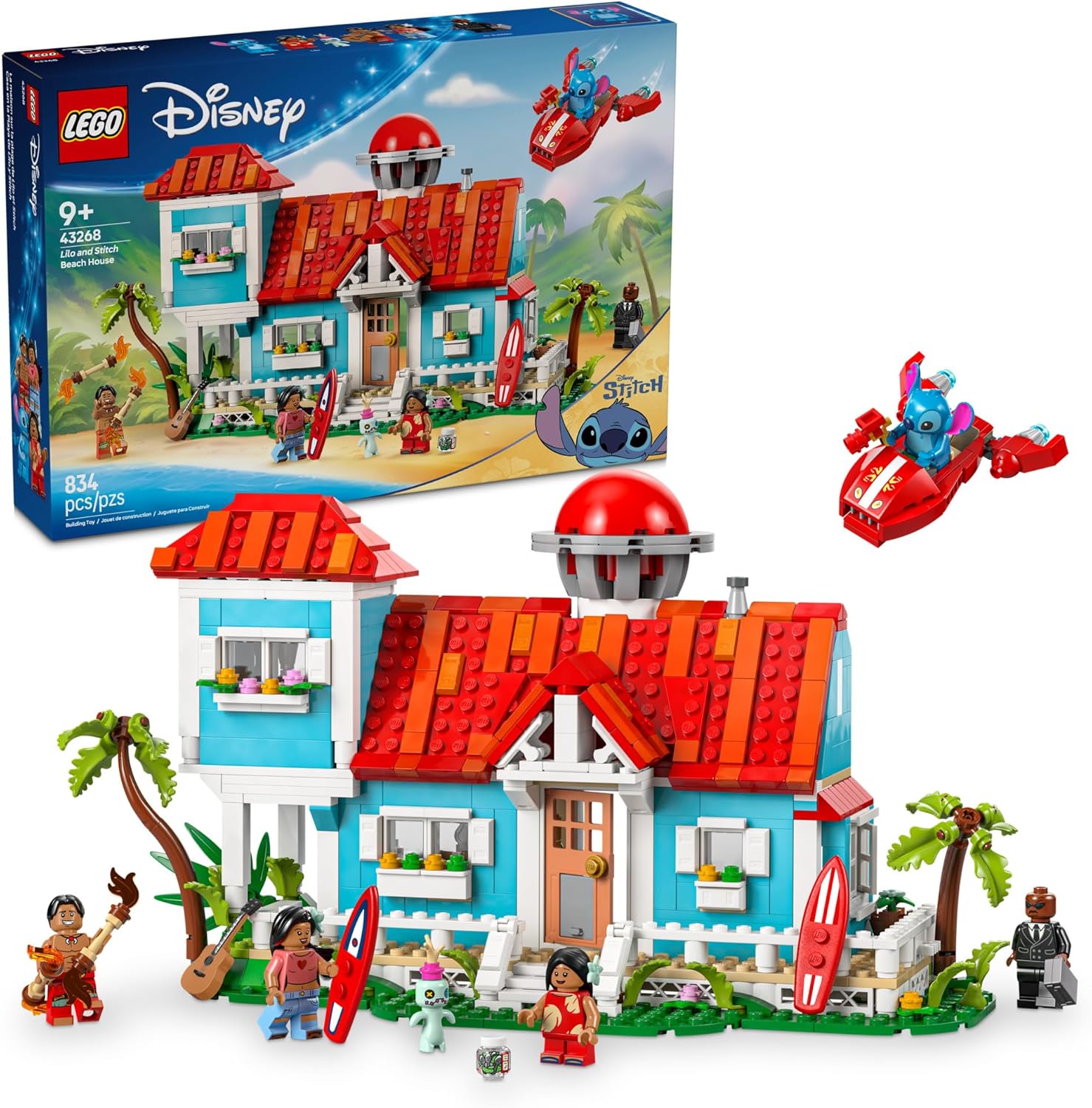 LEGO Disney Lilo and Stitch Beach House Toy - Building Playset for Kids, Girls and Boys, Ages 9+ - Includes 5 Minifigures - Disney Gift Idea for Fans of Lilo & Stitch Movie - 43268 image 1