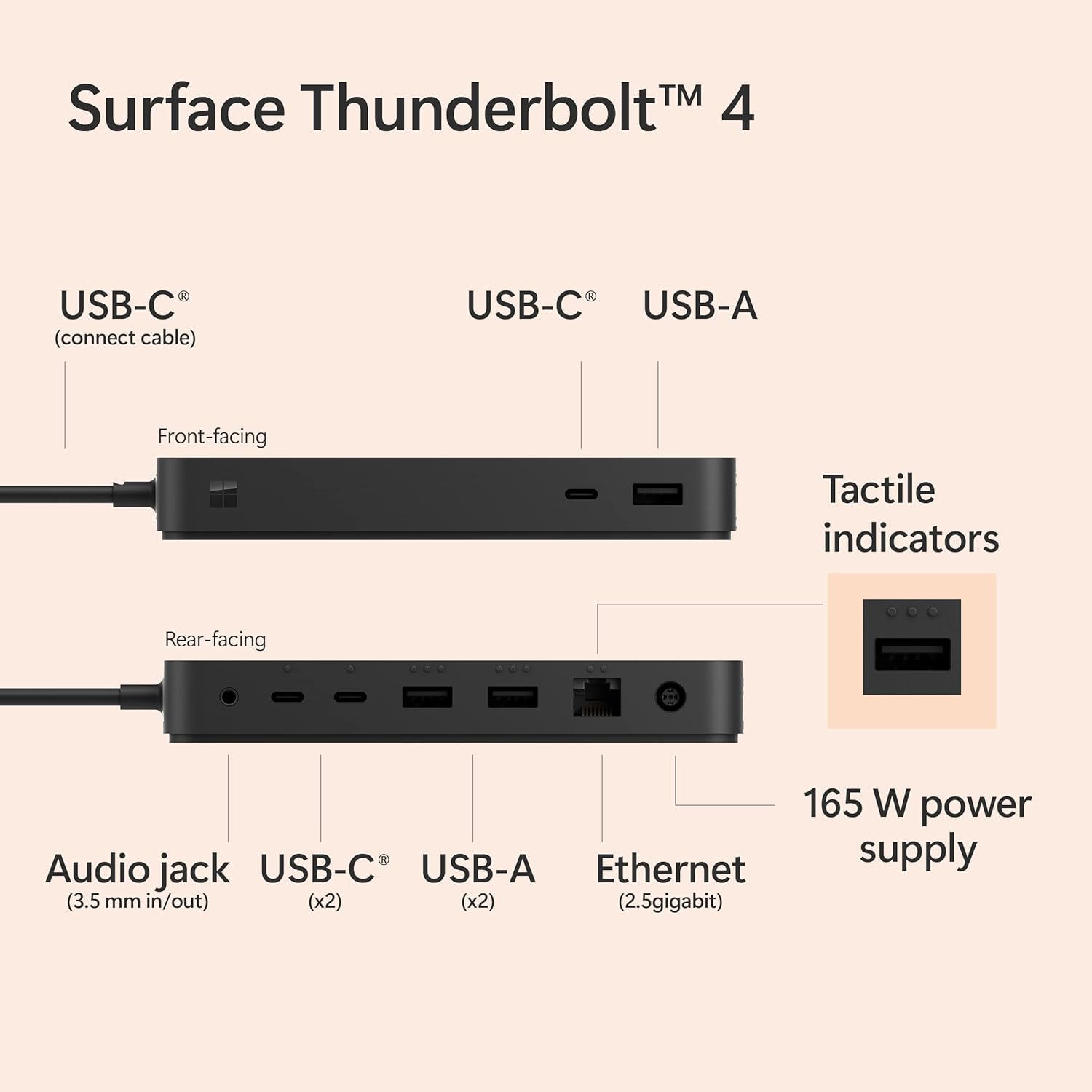 Microsoft Surface Thunderbolt 4 Dock - High-Speed Docking Station with Dual 4K Monitor Support image 5
