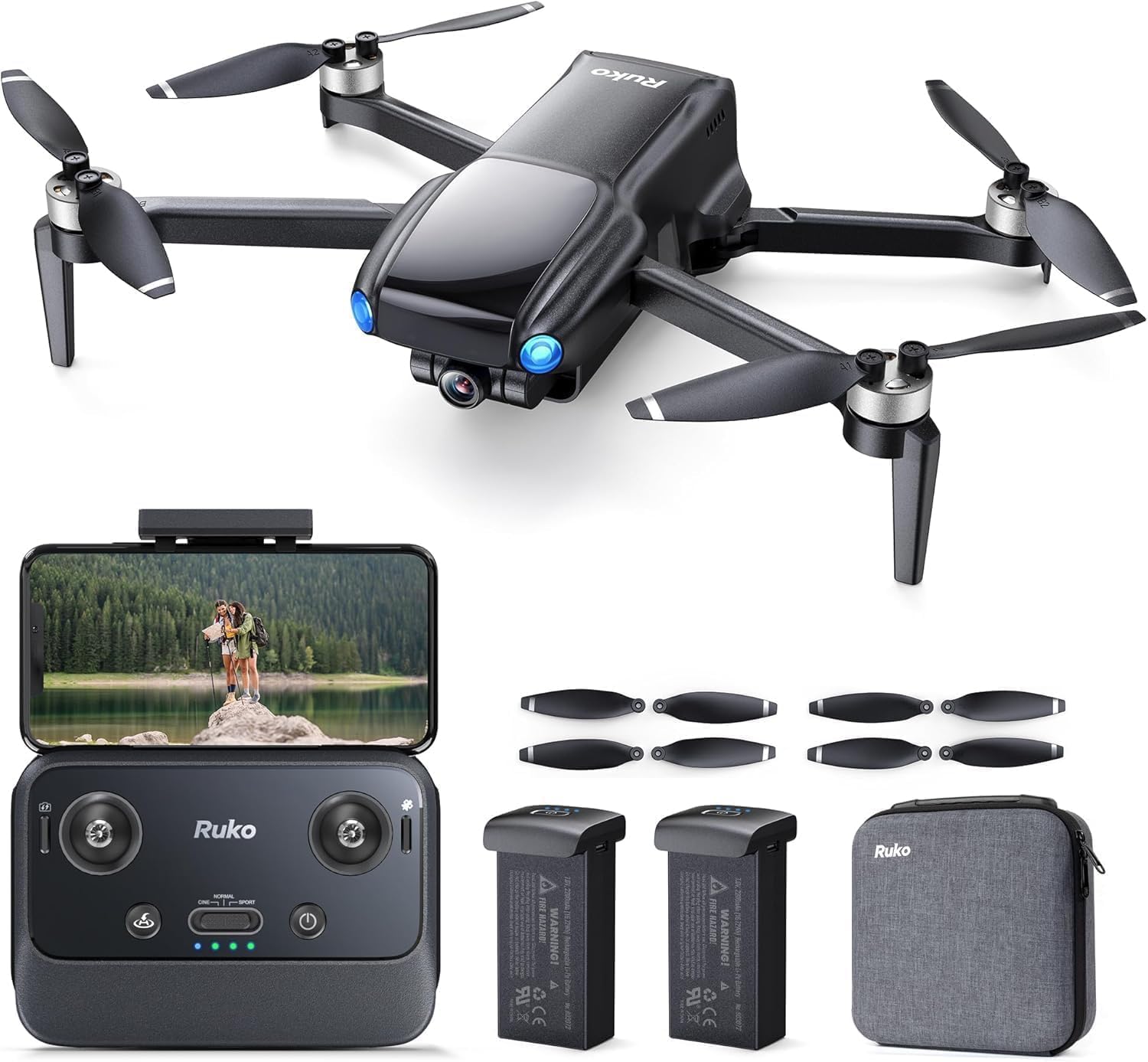 Ruko U11MINI Drones with Camera for Adults 4K, 70Mins 2 Batteries, Under 250g, Camera Drone with GPS TOF 9800FT Long Range Auto return for beginner image 1