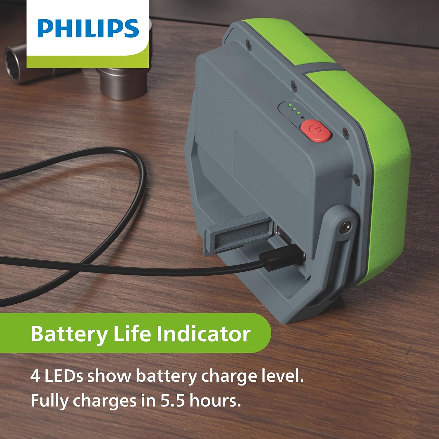 Philips Xperion 3000 Flood Rechargeable LED Work Light with Foldable Stand and Magnetic Handle. Powerbank Function with USB-C Charging Ports. Ideal for Mechanics, Construction, Camping, Outdoors. image 7