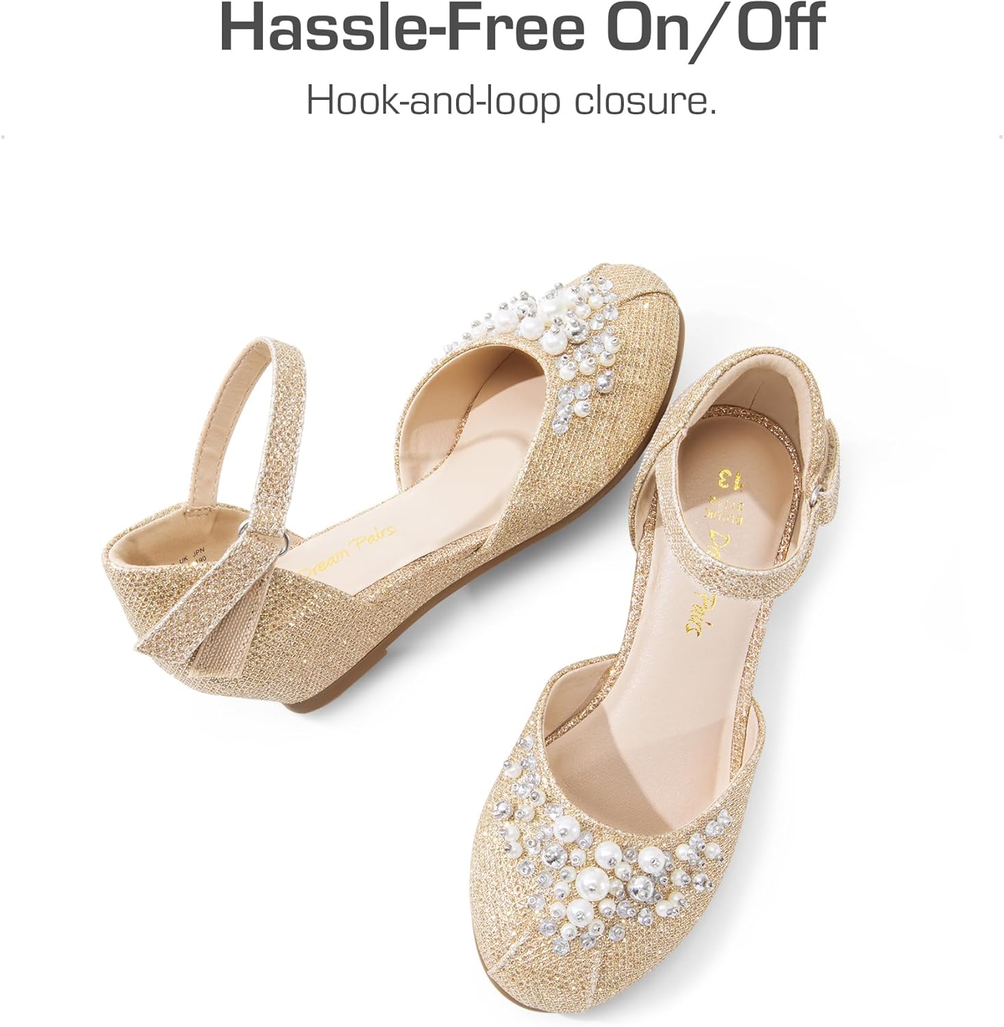 DREAM PAIRS Girls Dress Shoes Toddler Little Big Girls Heels Low Wedge Pumps with Pearls Rhinestone for Flower Girl Princess Wedding Party image 4