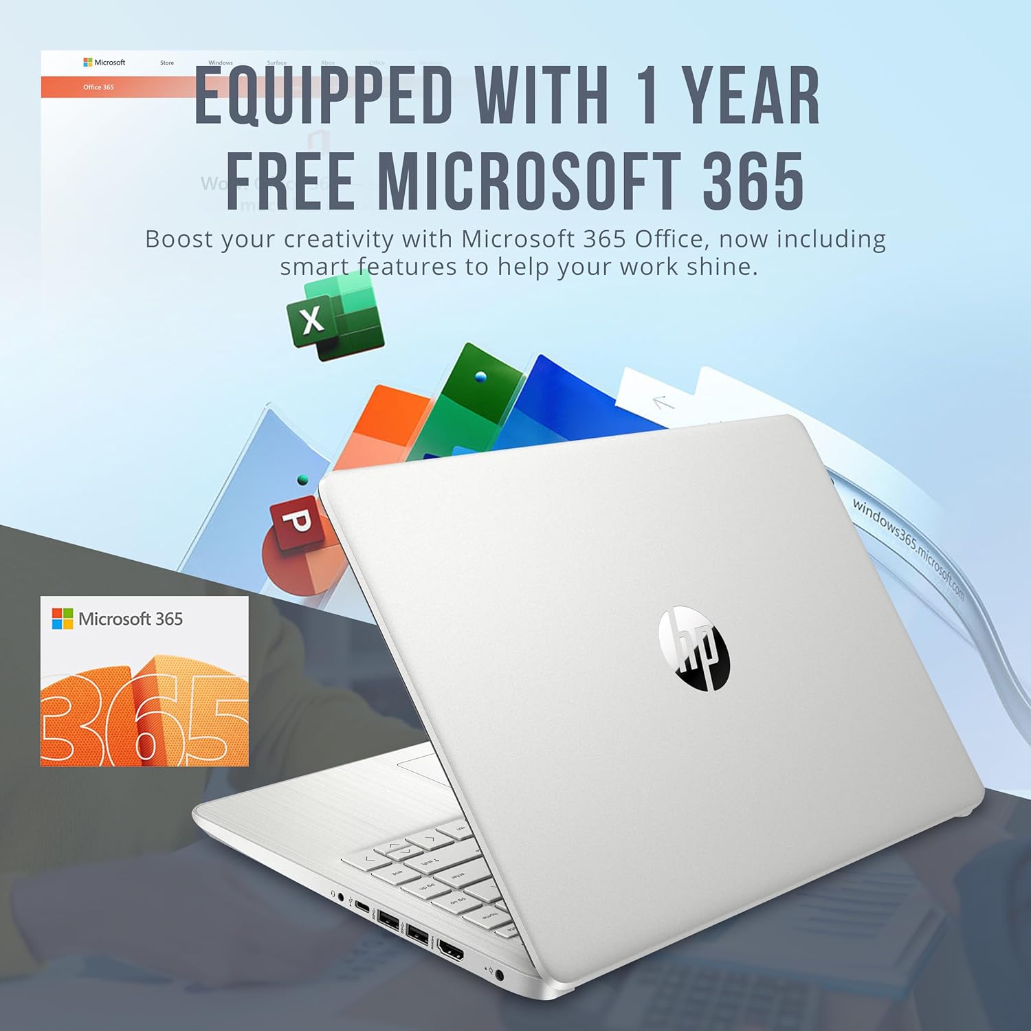 HP Stream 14" HD BrightView Laptop, Intel Celeron N4120, 16GB RAM, 288GB Storage (128GB eMMC + 160GB Docking Station Set), Intel UHD Graphics, 720p Webcam, Wi-Fi, 1 Year Office 365, Win 11 S, Silver image 5