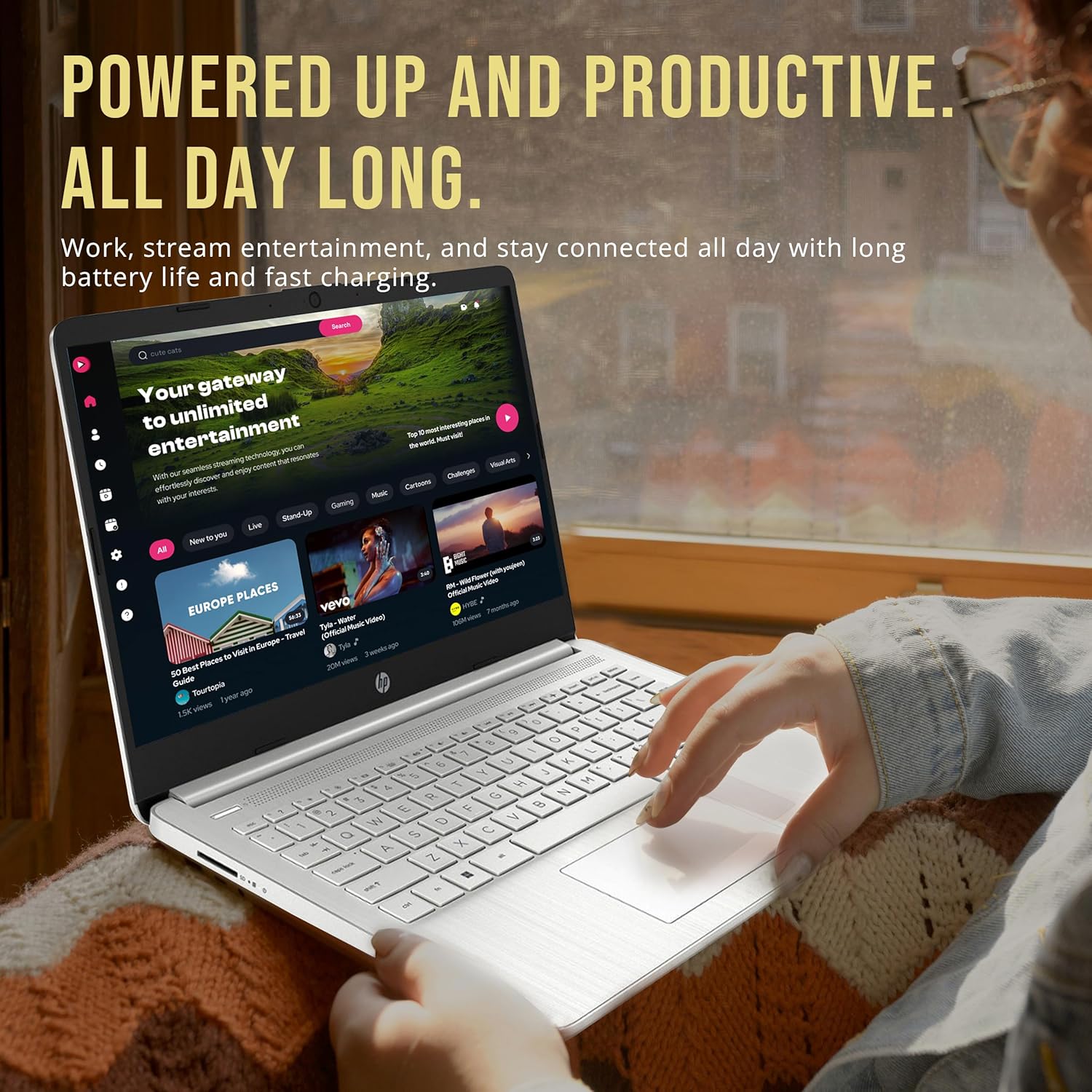 HP Stream 14" HD BrightView Laptop, Intel Celeron N4120, 16GB RAM, 288GB Storage (128GB eMMC + 160GB Docking Station Set), Intel UHD Graphics, 720p Webcam, Wi-Fi, 1 Year Office 365, Win 11 S, Silver image 7