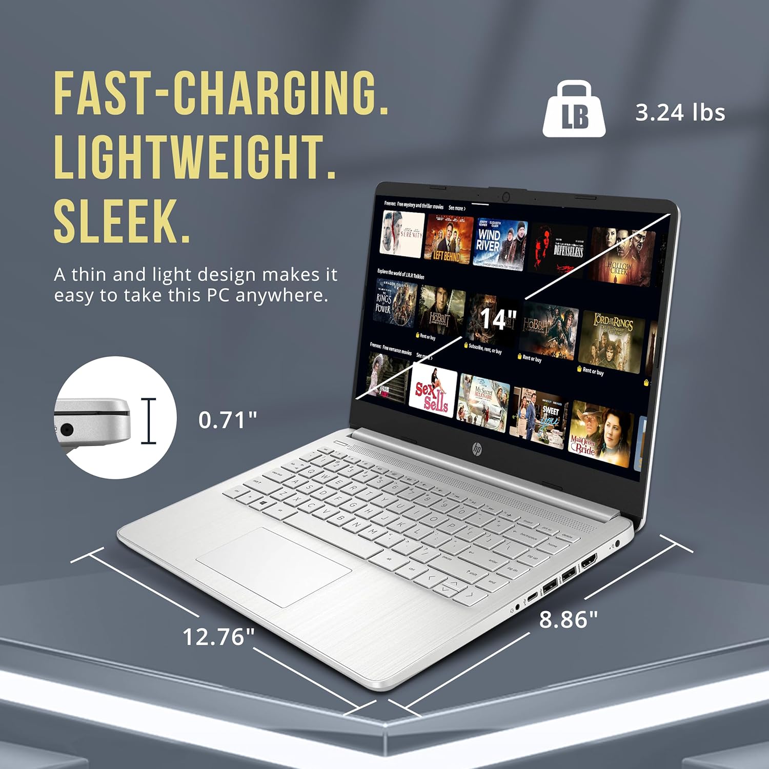 HP Stream 14" HD BrightView Laptop, Intel Celeron N4120, 16GB RAM, 288GB Storage (128GB eMMC + 160GB Docking Station Set), Intel UHD Graphics, 720p Webcam, Wi-Fi, 1 Year Office 365, Win 11 S, Silver image 8