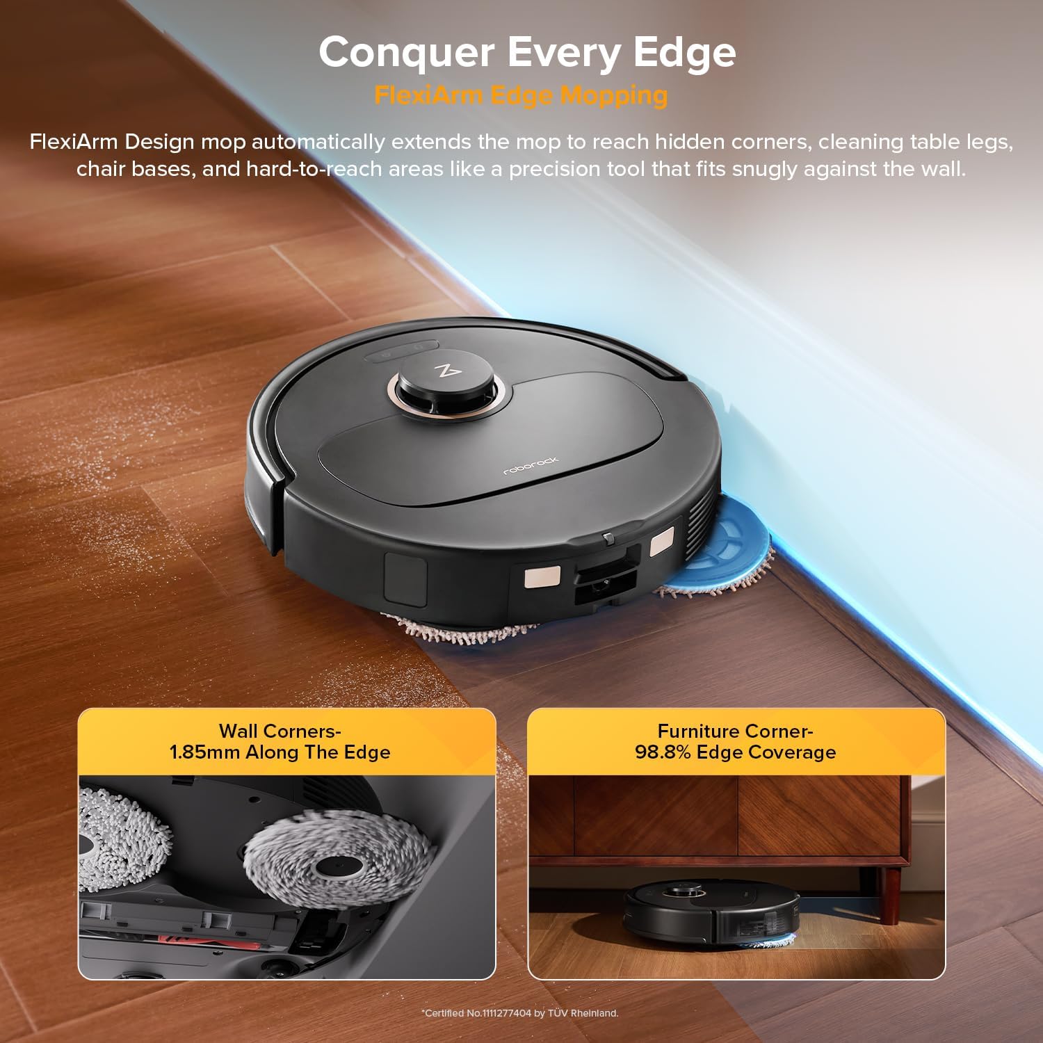 roborock Qrevo S5V Robot Vacuum and Mop, FlexiArm Edge Mopping, 12,000Pa Suction, Dual Zero-Tangle System, Smart Obstacle Avoidance, 10mm Mop Lifting, Auto Mop Washing&Drying, Self-Emptying&Refilling image 4