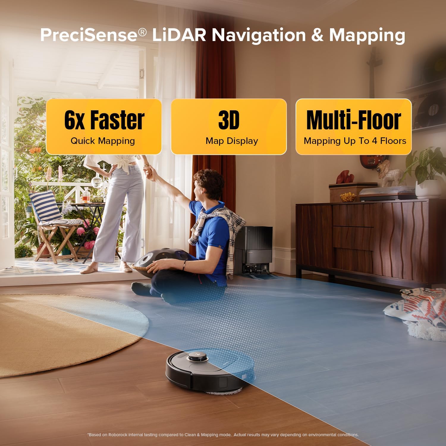roborock Qrevo S5V Robot Vacuum and Mop, FlexiArm Edge Mopping, 12,000Pa Suction, Dual Zero-Tangle System, Smart Obstacle Avoidance, 10mm Mop Lifting, Auto Mop Washing&Drying, Self-Emptying&Refilling image 8