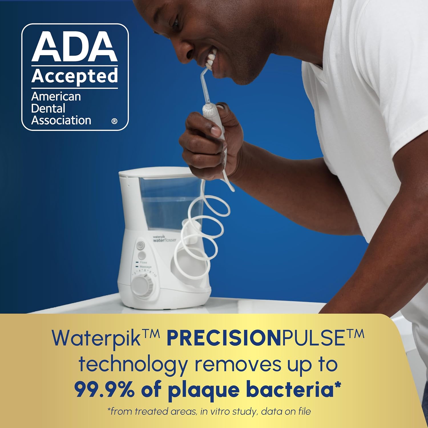 Waterpik Aquarius Water Flosser For Teeth Cleaning, Gums, Braces, Dental Care, Electric Power With 10 Settings, 7 Tips For Multiple Users And Needs, ADA Accepted, White WP-660, Packaging May Vary image 3