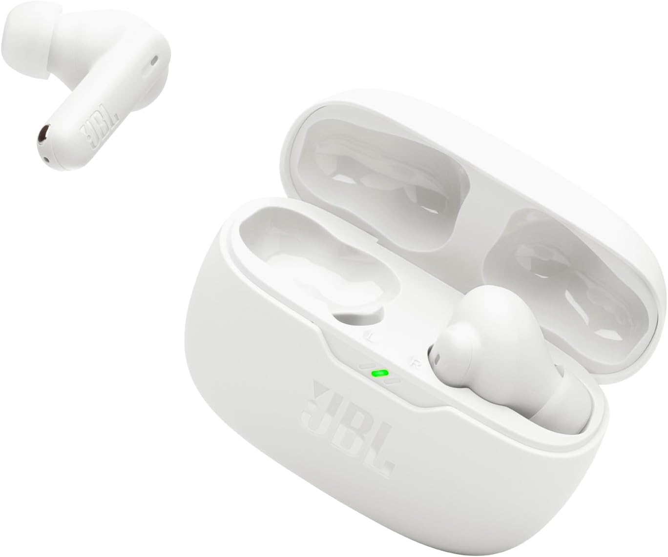 JBL Vibe Beam 2 - True Wireless Noise Cancelling Earbuds Pure Bass Sound & Smart Ambient Technology, 4mics for Crisp, Clear Calls, up to 40Hrs of Playback, IP54 Dust & Water Resistant (White) image 1