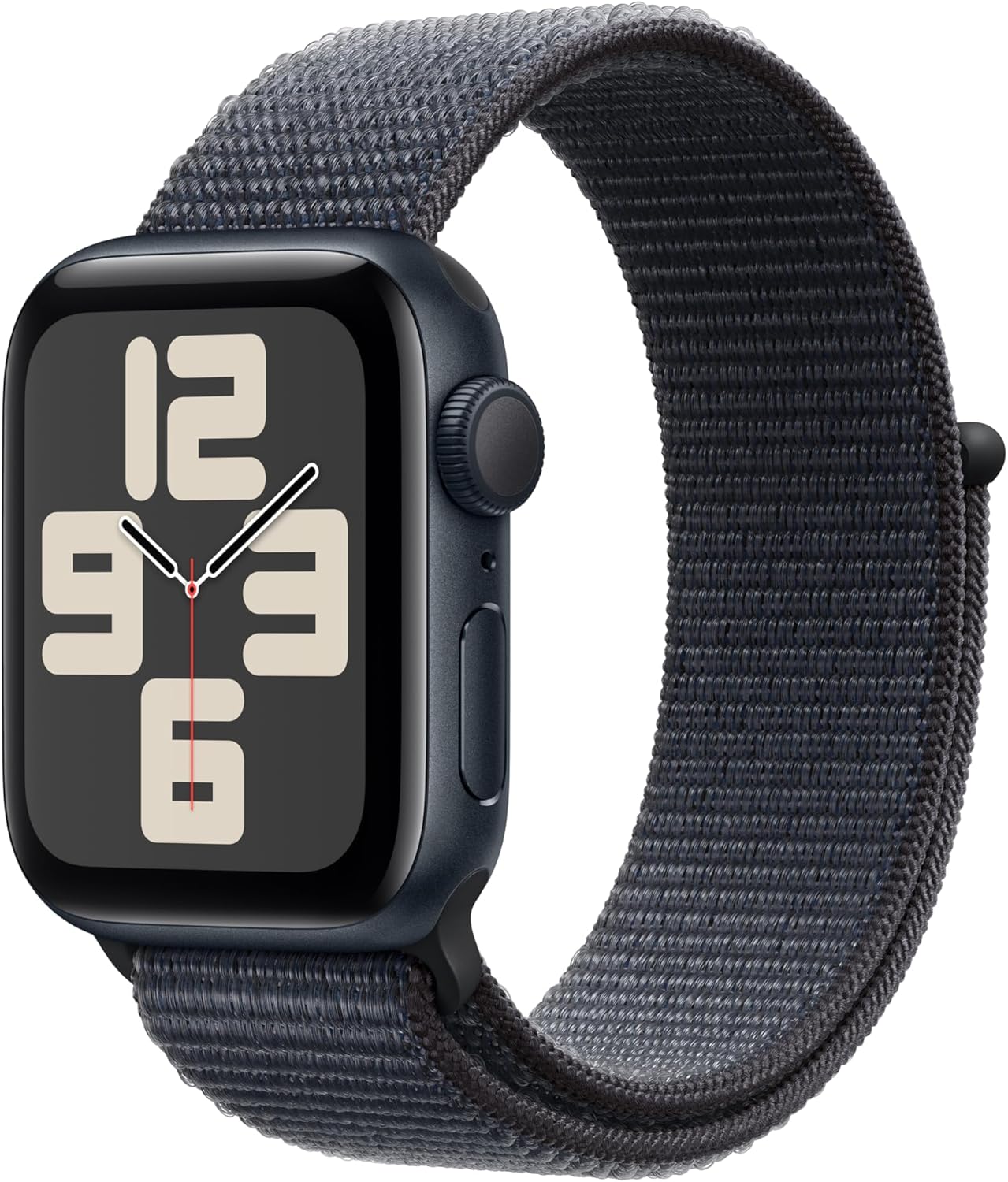 Apple Watch SE (2nd Gen) [GPS 40mm] Smartwatch with Midnight Aluminum Case with Ink Sport Loop One Size. Fitness and Sleep Trackers, Crash Detection, Heart Rate Monitor, Carbon Neutral image 1