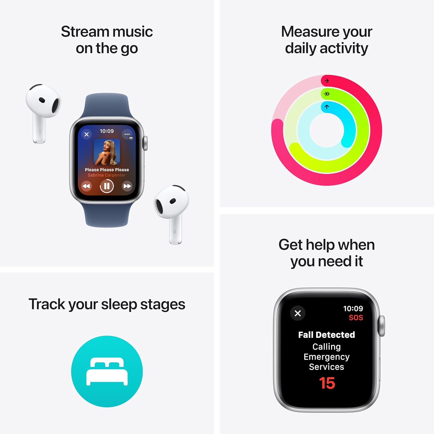 Apple Watch SE (2nd Gen) [GPS 40mm] Smartwatch with Midnight Aluminum Case with Ink Sport Loop One Size. Fitness and Sleep Trackers, Crash Detection, Heart Rate Monitor, Carbon Neutral image 3