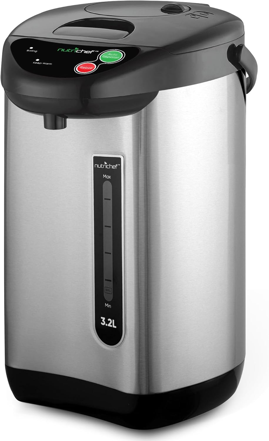 NutriChef Hot Water Urn Pot - Insulated Stainless Steel, Manual & Auto Dispense, Safety Lock Shutoff 3.38 QT- Auto Shut Off image 1