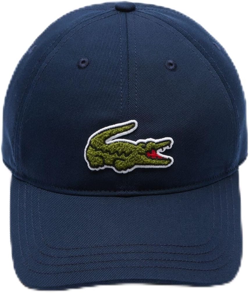 Lacoste Unisex Front Medium Croc Cotton Twill Cap, One Size, Navy image 1