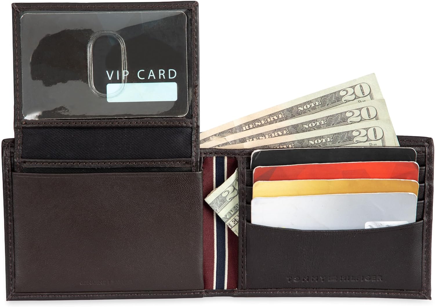 Tommy Hilfiger Men's Leather Wallet - Thin Sleek Casual Bifold with 6 Credit Card Pockets and Removable ID Window, British Tan image 6