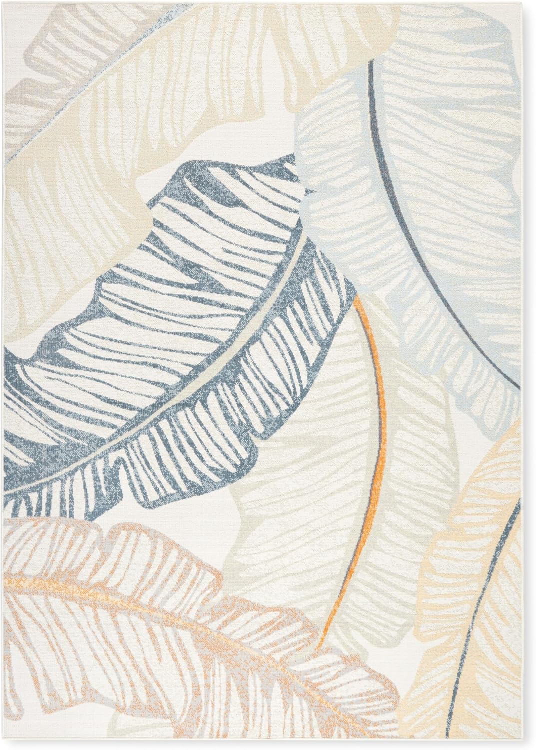Tommy Bahama Cay Palm Fronds Indoor Outdoor Area Rug, Leaf Coastal Design, UV Fade Resistant, Ivory, 3'11"x5'2" image 1