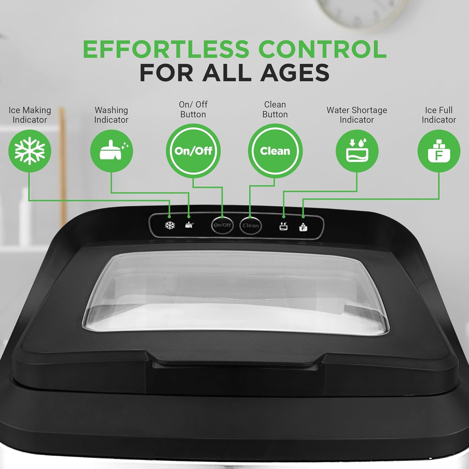 NutriChef Countertop Nugget Ice Maker Machine - Electric Nugget Ice Maker Countertop with Ice Scoop and Basket, Includes Rear-Mounted Hose Drainage, Compact, Convenient, and Incredibly Fast - NCICNUG image 5