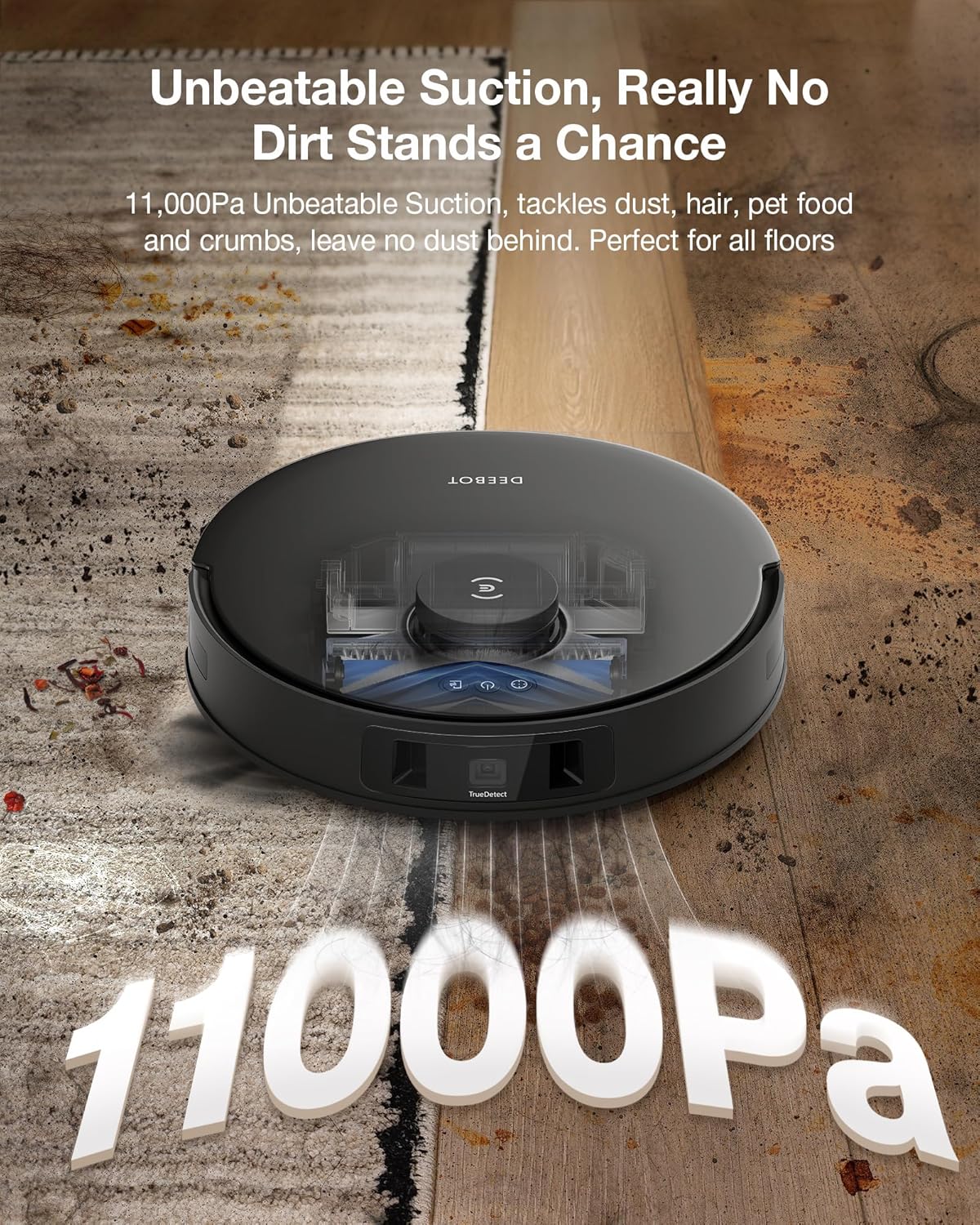 ECOVACS DEEBOT T30S Robot Vacuum and Mop, 11000Pa, ZeroTangle Technology, TruEdge Adaptive Edge Mopping, Hot Water Mop Washing, Self-Emptying, Self Refilling, Auto-Mop Lifting, Obstacle Avoidance image 2