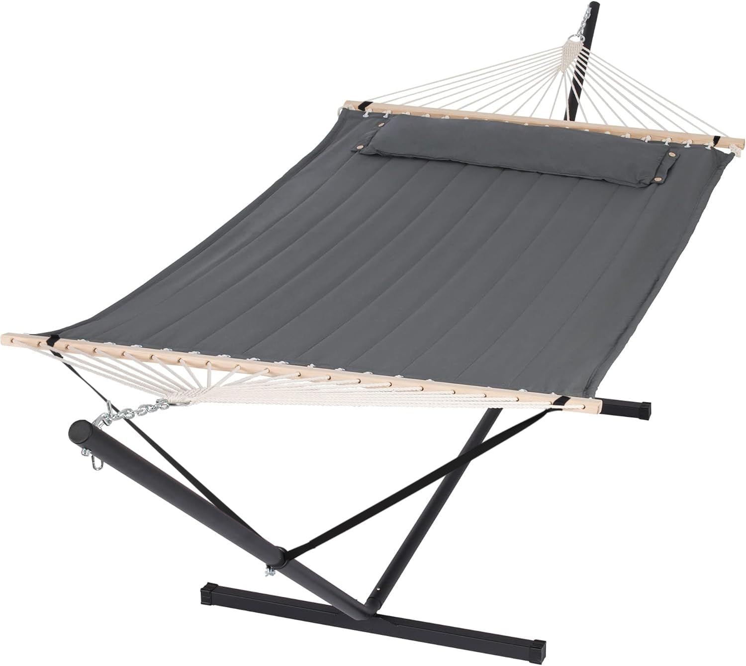 SUNCREAT 2 Person Hammock with Stand, Heavy Duty Portable Hammocks, 475 lbs Capacity, Dark Grey image 1