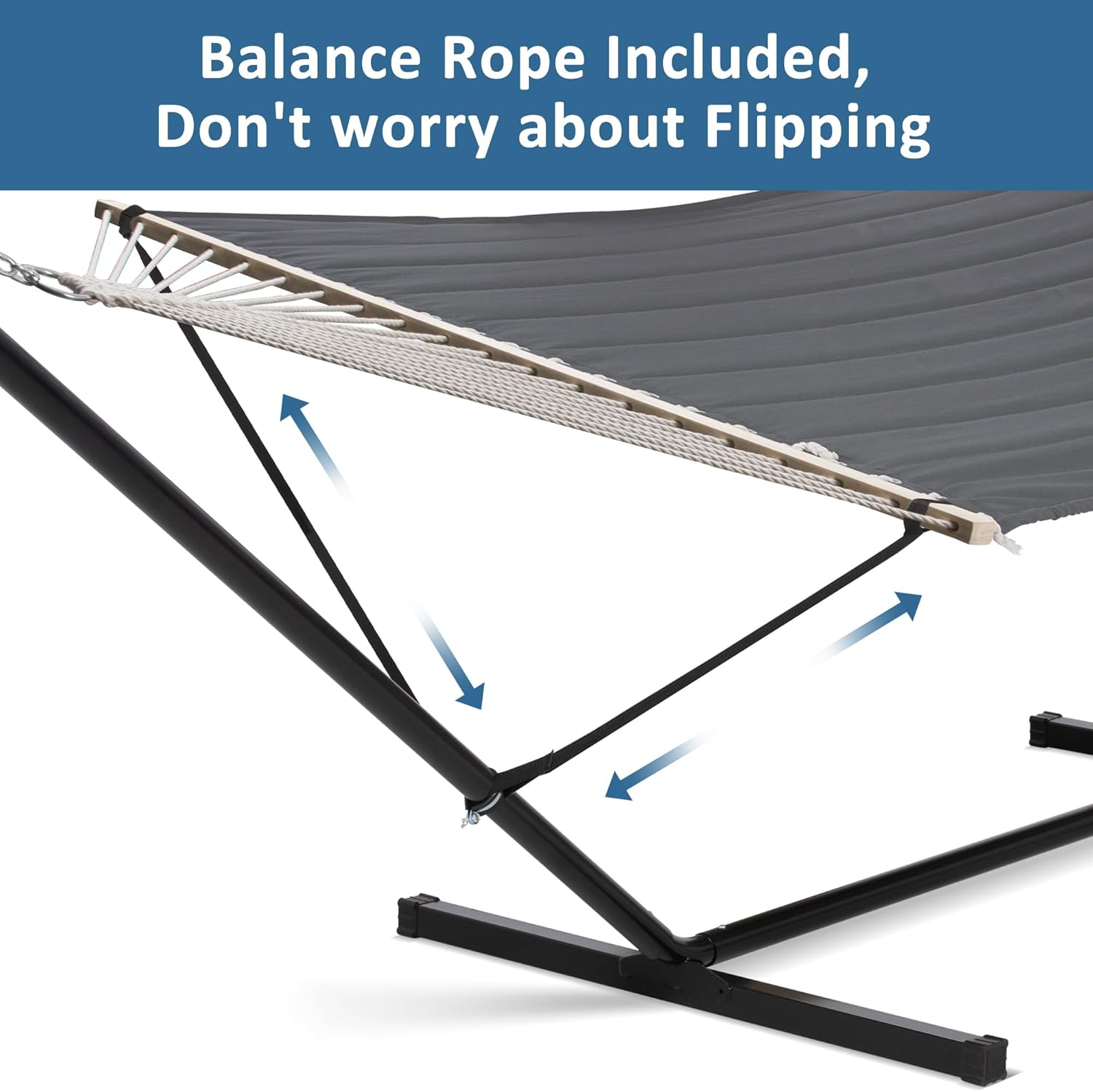 SUNCREAT 2 Person Hammock with Stand, Heavy Duty Portable Hammocks, 475 lbs Capacity, Dark Grey image 3