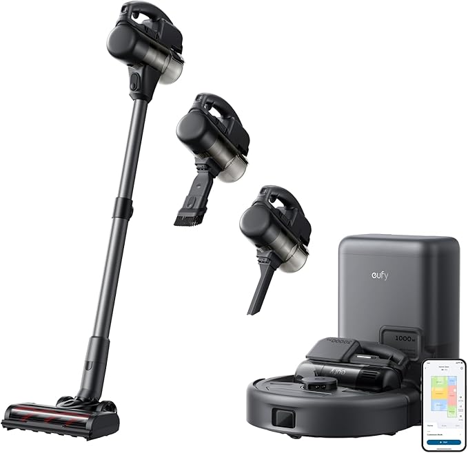 eufy Robot Vacuum 3-in-1 E20,with Versatile Stick and Handheld Vacuum Cleaner Combo,Self Emptying Up to 75 Days,Max 30,000Pa,Smart Obstacle Avoidance,Pro-Detangle,Ideal for Carpet,Crevices,Stairs image 1