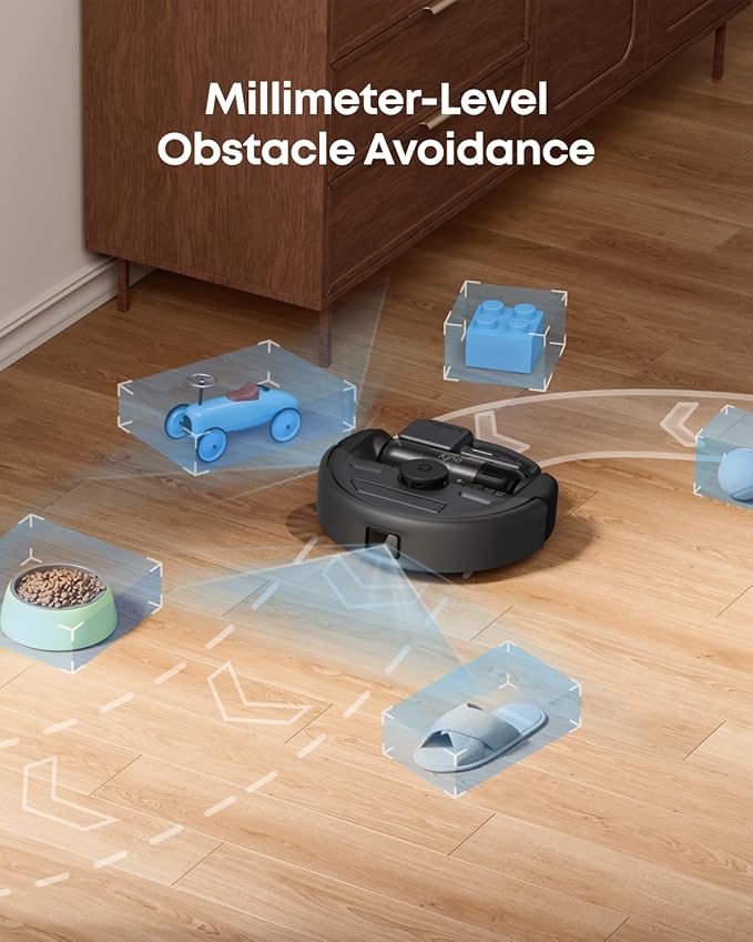 eufy Robot Vacuum 3-in-1 E20,with Versatile Stick and Handheld Vacuum Cleaner Combo,Self Emptying Up to 75 Days,Max 30,000Pa,Smart Obstacle Avoidance,Pro-Detangle,Ideal for Carpet,Crevices,Stairs image 6