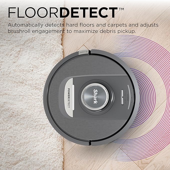 Shark PowerDetect Self-Empty Robot Vacuum with NeverStuck Technology, Auto Deep-Clean Carpets & Hardfloors, XL 60 Day Capacity HEPA Bagless Base Neutralizes Odors, for Pet Hair, Black (AV2820AE) image 5