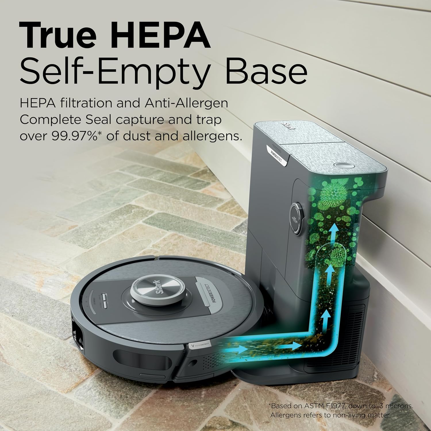 Shark PowerDetect Self-Empty Robot Vacuum with NeverStuck Technology, Auto Deep-Clean Carpets & Hardfloors, XL 60 Day Capacity HEPA Bagless Base Neutralizes Odors, for Pet Hair, Black (AV2820AE) image 11
