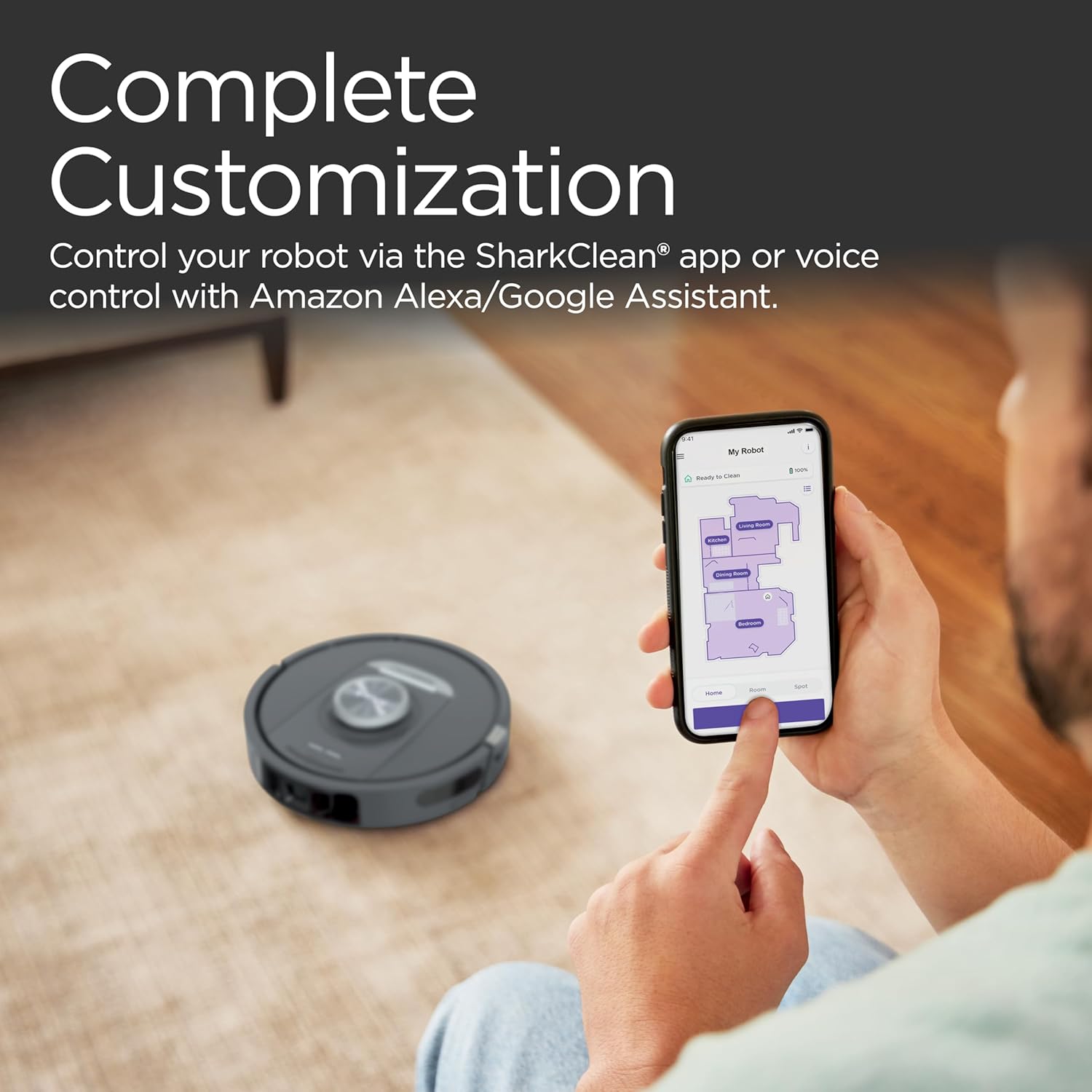 Shark PowerDetect Self-Empty Robot Vacuum with NeverStuck Technology, Auto Deep-Clean Carpets & Hardfloors, XL 60 Day Capacity HEPA Bagless Base Neutralizes Odors, for Pet Hair, Black (AV2820AE) image 13