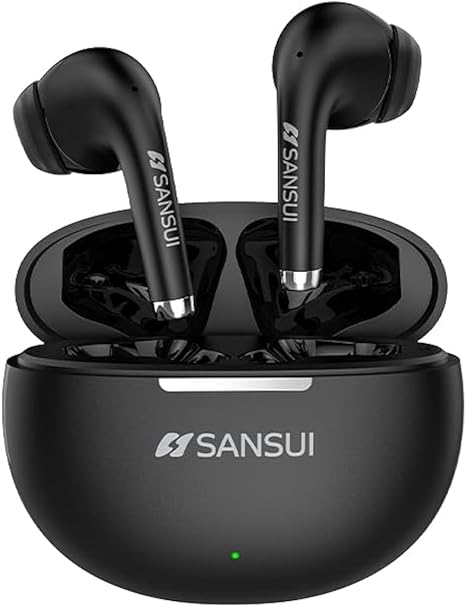 SANSUI W6 True Wireless Earbuds,Active Noise Cancellation,13mm Drivers with Big Bass,Bluetooth 5.4,30H Long Playtime,IPX7 Water-Resistant,Bluetooth Earbuds for Laptop Pad Phones Sports,Black image 1