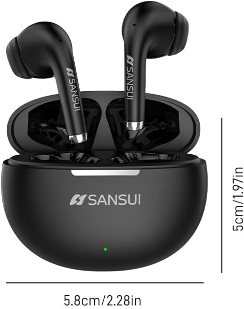 SANSUI W6 True Wireless Earbuds,Active Noise Cancellation,13mm Drivers with Big Bass,Bluetooth 5.4,30H Long Playtime,IPX7 Water-Resistant,Bluetooth Earbuds for Laptop Pad Phones Sports,Black image 7